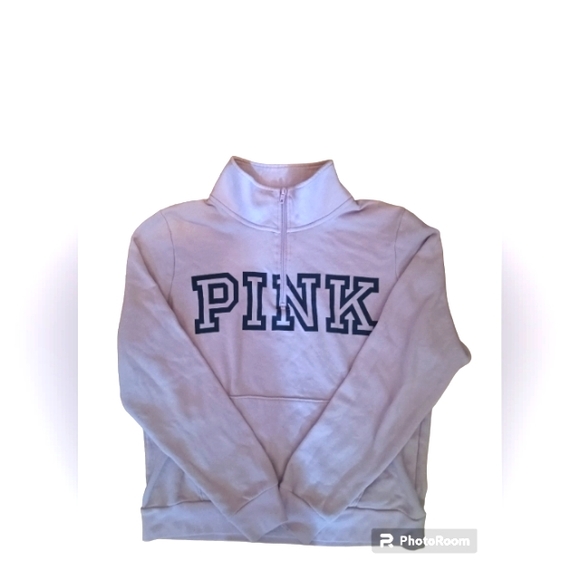 PINK VS Quarter Zip Up Light Pink & Black Block Logo - Picture 2 of 3